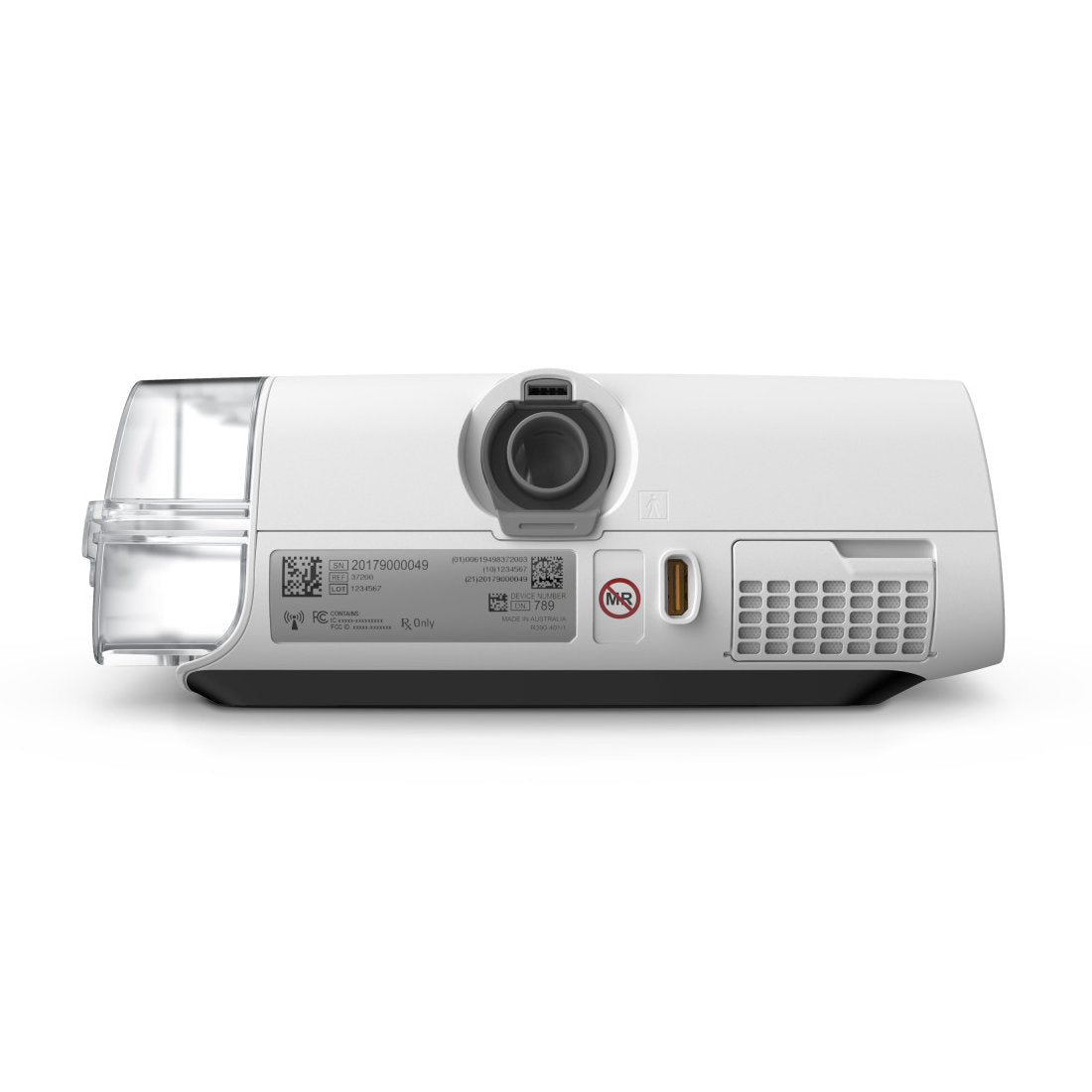 Rear view of ResMed AirSense 11 showing device connection points